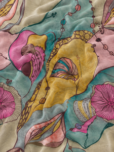 Floral Printed Organic Eco-Friendly Muslin Cotton Silk Blend Sheer Lightweight Home Textile Woven Fabric for Girls Plain Style - Product Image 3