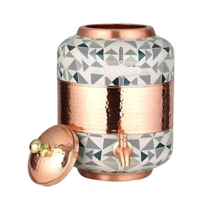 Premium Enamel Printed <b>Copper</b> Water Dispenser Decorative Water Storage Container with Tap for Home Kitchen Dining <b>Table</b> - Product Image 3