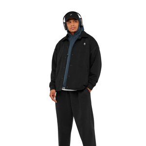 เสื้อแจ็คเก็ตโค้ชทรงโอเวอร์ไซส์สำหรับผู้ชาย ติดกระดุมด้านหน้า สไตล์ลำลอง สตรีทแวร์ น้ำหนักเบา เสื้อคลุมแฟชั่นแนวเมือง เสื้อแจ็คเก็ตสำหรับออกกำลังกายและให้ความอบอุ่น - Product Image 4