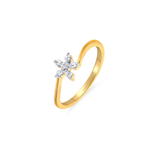 Magnifique bague florale en diamant Passion, or 18 carats, bague florale étincelante pour femmes avec pierres de diamant taille marquise, bijoux fins - Product Image 1