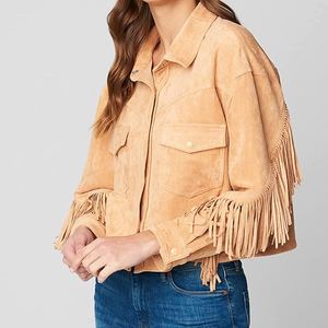 Veste d'hiver matelassée en velours côtelé de laine de haute qualité, style western cowgirl, faite à la main, avec franges et perles, respirante et coupe-vent pour femme - Product Image 6