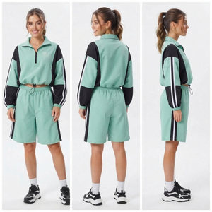 Conjunto de Chaqueta Cortavientos con Cuello Camisero y Pantalones Cortos Holgados para Mujer, Ligero, de Nailon, Impermeable - Product Image 5