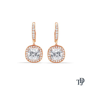 Boucles d'oreilles vintage en or 18 carats avec diamant de laboratoire à taille coussin et éclat brillant - Product Image 2