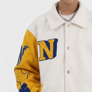 Drop Shoulder Embroidery <b>Varsity</b> <b>Jacket</b> Men Letterman Button Down <b>Plain</b> Letterman <b>Varsity</b> <b>Jacket</b> Men's - Product Image 4