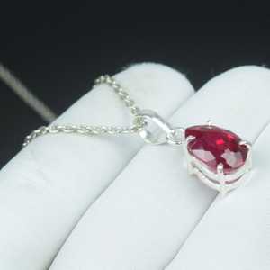 จี้รูปหยดน้ำทับทิมสีแดงสดใสไร้ตำหนิ เงินแท้ 925 สไตล์วินเทจ สร้อยคอ ของขวัญวันเกิด วันวาเลนไทน์ - Product Image 5