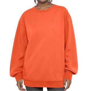 OEM Made Wholesale Women's Crewneck Sweatshirts Casual Loose 100% Cotton 380 GSM Oversized Pullover Soft Solid Fall Winter <b>Tops</b> - Product Image 1