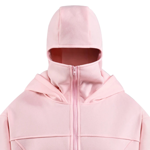 Womens <b>Pink</b> Fleece Zip Up Hoodie Warm Hooded Jacket Soft Winter <b>Sweatshirt</b> Full Zip Front Pockets Ribbed Cuffs Casual Outdoor - Product Image 3