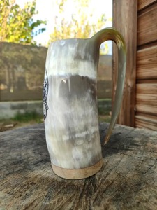 Taza de Cuerno Pulido Hecha a Mano, Ecológica, de la Mejor Calidad, Tallada, para Cerveza, Café, Té, Restaurantes y Bares - Product Image 3