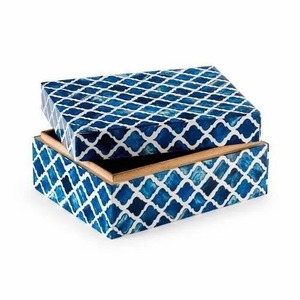Caja Decorativa de MDF con Incrustaciones de Hueso Multicolor Hecha a Mano, Caja de Almacenamiento para Recuerdos - Product Image 1
