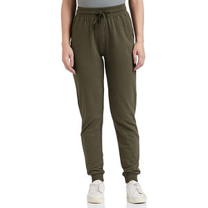 Pantalon de jogging droit pour femme, taille haute, cordon de serrage, bas élastiqué, coupe décontractée, respirant, coton et élasthanne, pour la détente - Product Image 1