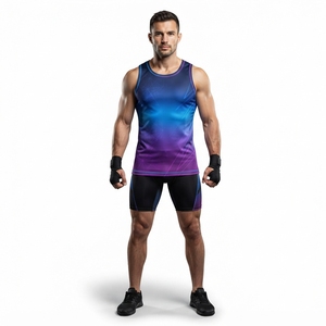 Maillot d'entraînement MMA unisexe imprimé sur mesure, sublimation couleur intégrale, sans manches, pour la performance sportive, la lutte et le fitness - Product Image 1