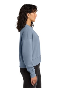 Sweat-shirt court personnalisé pour femme avec logo, bleu délavé uni, col rond, coupe ample, streetwear de haute qualité, vente en gros - Product Image 4