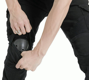 Jean cargo noir pour homme, coupe slim, taille haute, style motard, pantalon en denim avec poches, séchage rapide, léger, haute qualité - Product Image 5