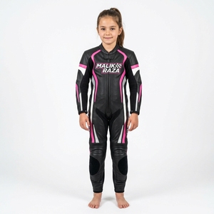 Combinaison de moto en cuir personnalisée pour enfants, équipement de course moto pour jeunes, combinaison de course en cuir de vache véritable, design de logo personnalisé - Product Image 1