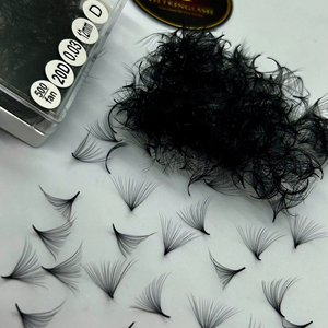 ขนตาปลอมแบบพัดสำเร็จรูป 20D ขนาด 0.03 มม. ทำจากเส้นใยสังเคราะห์ เพิ่มวอลลุ่มอย่างเป็นธรรมชาติ สีดำด้าน ขนตาต่อแบบปลายแหลม รัสเซียนวอลลุ่ม - Product Image 1