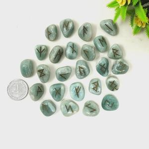 Juego de Piedras Rúnicas de Amazonita y Cristal Naturales Hechas a Mano, Estilo Feng Shui, Piedra Curativa de Ágata Muntaha Grabada - Product Image 2