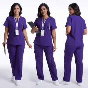 Tenues médicales personnalisées pour femmes, vente en gros, ensemble haut et pantalon d'infirmière respirant à col en V, fabricant OEM ODM - Product Image 1