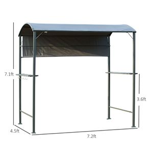 Gazebo Parasole da 2,1 m con Tenda Laterale, 2 Ripiani Portavivande, 5 Ganci, Copertura per Barbecue da Giardino, Patio, Villa e Parco - Product Image 3
