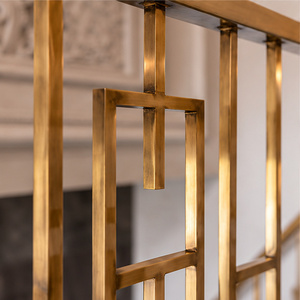 Geometric Bronze Railing with Rectangular Frame Motifs, Linear <b>Handrail</b> and <b>Modern</b> Architectural <b>Stair</b> Balustrade - Product Image 3