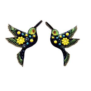 Fashion Jewelry <b>Seed</b> Bead Embroidered Earrings From India Handmade Earrings for Women and Girls <b>Birds</b> Style Multi Colour - Product Image 3