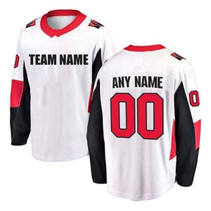 Camiseta de hockey sobre hielo blanca personalizada, unisex, de manga larga, con estampado sublimado, que absorbe la humedad, transpirable, de poliéster, con cuello en V, nombre del equipo, cualquier diseño - Product Image 5