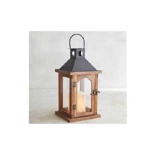 Farol de Madera Vintage con Ventanas de Vidrio y Asa de Cuerda, Decoración Rústica para Mesa - Product Image 2