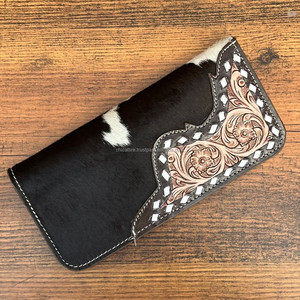 Nouveaux fabricants à la mode Premium Designer mince en cuir usiné à la main hommes Long portefeuille à deux volets luxe carte porte-monnaie sac à main - Product Image 2