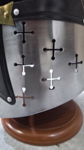 Medieval Templar Helmet with Brass Cross Mild Steel Great Helmet Polished Finish for Historical Reenactment and Cosplay Armour - Product Image 4