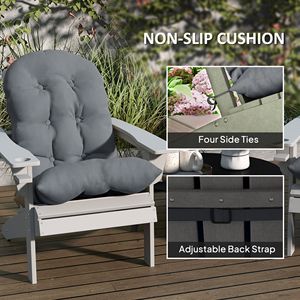 Juego de 2 Cojines para Silla Adirondack con Respaldo Alto y Diseño Acolchado, Antideslizantes, para Exteriores, con Lazos - Product Image 6