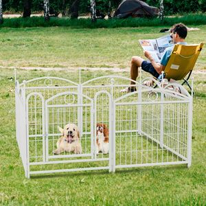 Recinto per Cani in Metallo Resistente da 24 Pollici, 8 Pannelli, per Interni/Esterni, con Porta, Recinzione per Cuccioli e Cancello per Animali Domestici - Product Image 1
