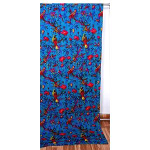 Elegante colcha india con estampado floral, tejido Kantha, de algodón orgánico azul, hecha a mano, tamaño Queen, de alta calidad. - Product Image 3