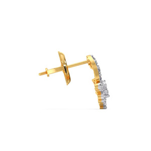 ต่างหูเพชรทรงหยดน้ำประดับดอกไม้สีทอง - Product Image 3