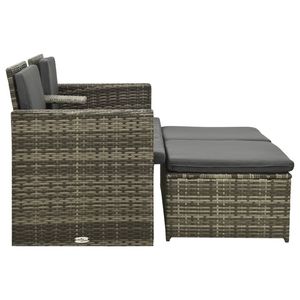 Repose-pieds réglable, ensemble de salon de jardin en rotin PE gris 3 pièces, confortable et élégant ! - Product Image 4