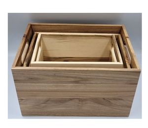 Caja de madera de pino sin pintar de Vietnam con ruedas, caja de almacenamiento abierta, regalo artesanal, temporada de Año Nuevo, artesanías de madera, cajas de madera, carteles de pared - Product Image 2