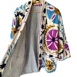 Women's Eco-Friendly Breathable 100% Cotton Anti-Wrinkle Quick-Dry Quilted <b>Kantha</b> Sanganeri Jaipuri Digital Printed <b>Jacket</b> - Product Image 1