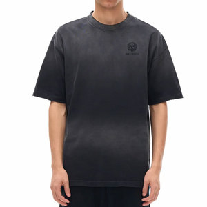 T-shirt décontracté d'été 100 % coton pour homme, imprimé personnalisé, effet délavé soleil, matière légère et durable, coupe ample - Product Image 1