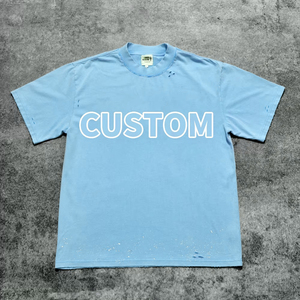 Camiseta Personalizada para Hombre con Estampado DTG al por Mayor, 100% Algodón, Lavado Ácido, Estampado de Banda Negra, Manga Corta, Tejido Largo y Holgado - Product Image 2