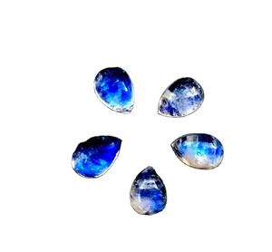 มูนสโตนธรรมชาติ 5 ชิ้น รูปทรงลูกแพร์ เรียบเนียน คุณภาพ AAA แท้ ขนาด 7x9-7x10 มม. หลังแบน สำหรับทำเครื่องประดับ DIY - Product Image 1