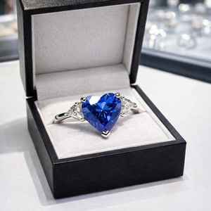 Anillo de compromiso de boda con zafiro natural talla corazón, plata de ley 925, anillo de promesa nupcial para mujer, todas las tallas - Product Image 3