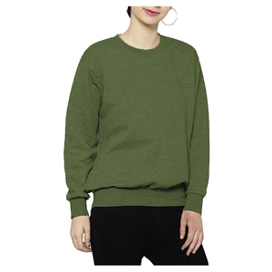 เสื้อสเวตเชิ้ตคอกลมสีเขียวมะกอกสำหรับผู้หญิง ผ้าฝ้ายถัก 100% สีพื้น ทรงปกติ เหมาะสำหรับใส่ในฤดูใบไม้ร่วง - Product Image 5