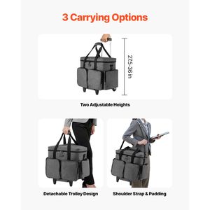 15.6 Inch Laptop Rolling Tote Bag Wheeled Briefcase with Detachable <b>Trolley</b> Cooler Bag for <b>Teacher</b> or Student - Product Image 4