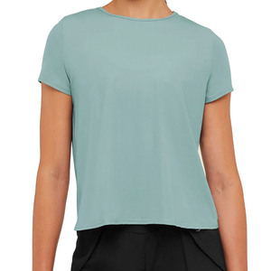 Camiseta informal de manga corta para mujer, cuello redondo, corte regular, tejido de punto, transpirable, de secado rápido, para uso diario, ajuste relajado, transpirable - Product Image 3