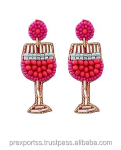 Pendientes con cuentas de cóctel tropical, cuentas de semillas hechas a mano, joyería para fiesta en la playa de verano, declaración Funky, bebida colorida, regalo al por mayor - Product Image 4