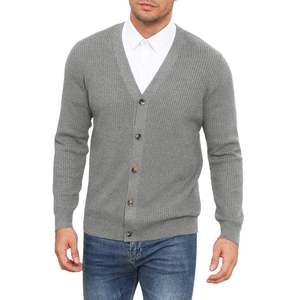 Cardigan tricoté 12 GG pour homme avec logo OEM personnalisé sur le devant, idéal pour l'extérieur, automne-hiver, faible MOQ, 100 % coton standard - Product Image 4