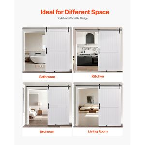 Porta Scorrevole in MDF ad Alta Resistenza 48 X 84 Pollici con Kit di Installazione Facile, Superficie in PVC Impermeabile per Applicazioni in Camera da Letto - Product Image 6