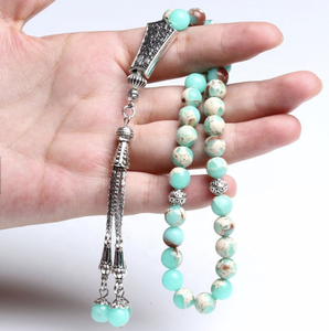 Perles de prière islamiques en résine ambre de haute qualité, faites à la main, écologiques, Tespih Tasbeeh, cadeaux de l'Aïd - Product Image 6