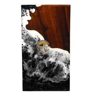 Ocean Inspired Resin & Natural Wood Cremation Urn Handmade Blue Wave Funeral Ashes Box by AYAANS - Product Image 6