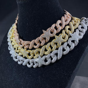 Luxury Bling Hip Hop Chain for Men & Boys Solid Back Heavy Rock Punk Style with Moissanite Diamond <b>Infinity</b> & Star Charms - Product Image 1