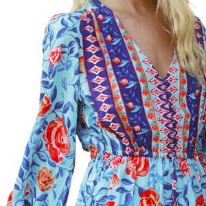 Vestido Mini Estampado con Cuello en V para Mujer, Ropa de Moda - Product Image 5
