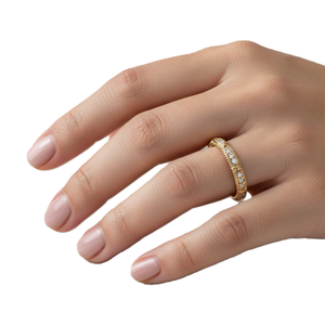 Nouvelle Arrivée Bague de Mariage Vintage de Créateur Empilable en Or Massif 9K 10K 14K 18K avec Diamant de Laboratoire Rond sur Toute la Surface - Product Image 5